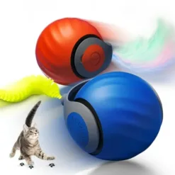 Risehigh Cat Toys for Indoor Cat Toy Smart Interactive Cat Toy Ball Rechargeable Two Speed Adjustment for Bored Indoor Adult Cats 2 Packs(Blue+Orange)