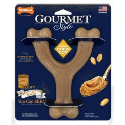 Nylabone Gourmet Style Nylon Strong Wishbone Dog Chew Toy Peanut Butter Large/Giant - up to 50 lbs.
