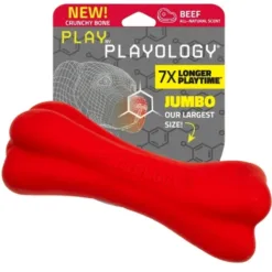 Play by Playology | Crunchy Bone Dog Toy for Large Dogs, Beef Scent